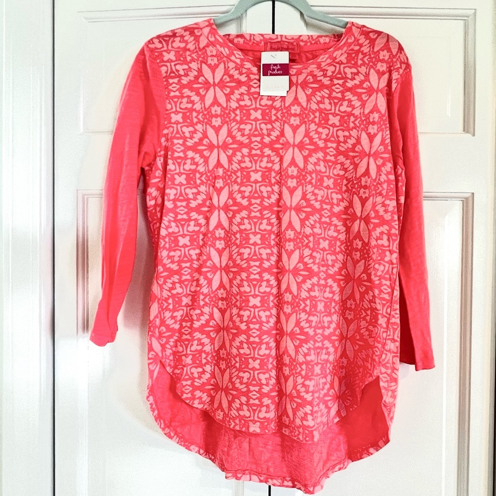 Fresh Produce Island Batik Catalina Raglan Style Top Sunset Coral